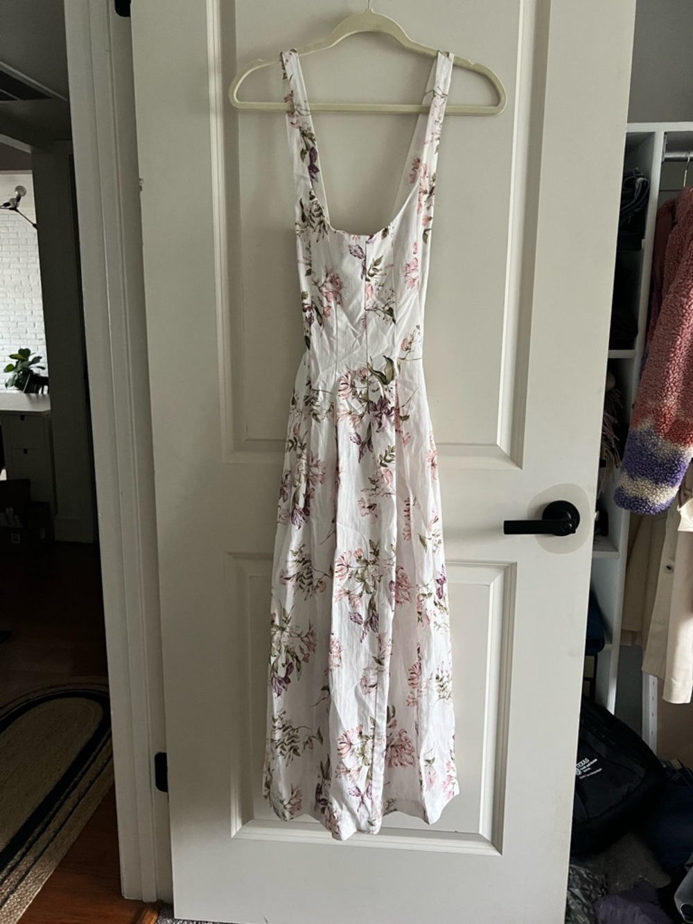 🌸✨ H&M x Brock Collection Floral Criss Cross Back Midi Dress Cream Size S NWT - Picture 10 of 16